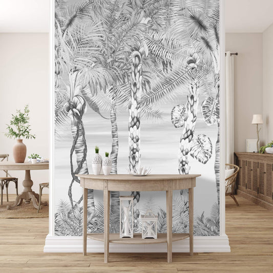 Ehsaas, Grisaille Foliage Wallpaper, Customised