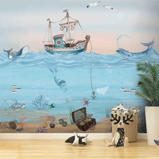 The Sea Voyage, Kids Room Wallpaper, Customised