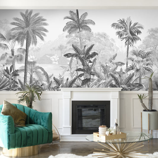 Monochrome Palm haven Wallpaper for Walls