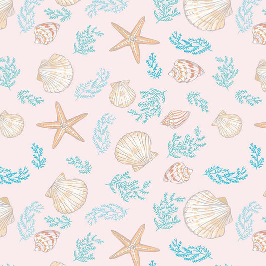 Aquatic Theme Wallpaper with Sea Shells and Starfish