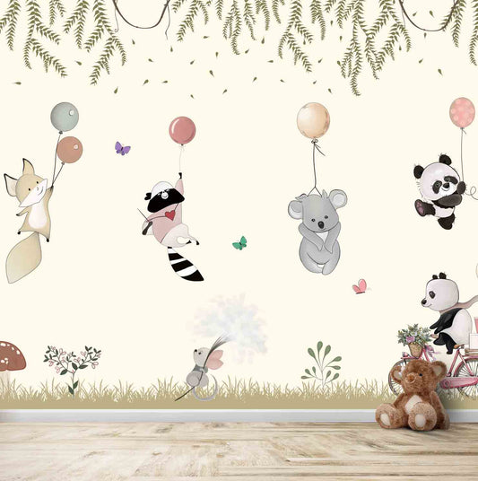 Flying Cute Animals Wallpaper for Kids, Customised