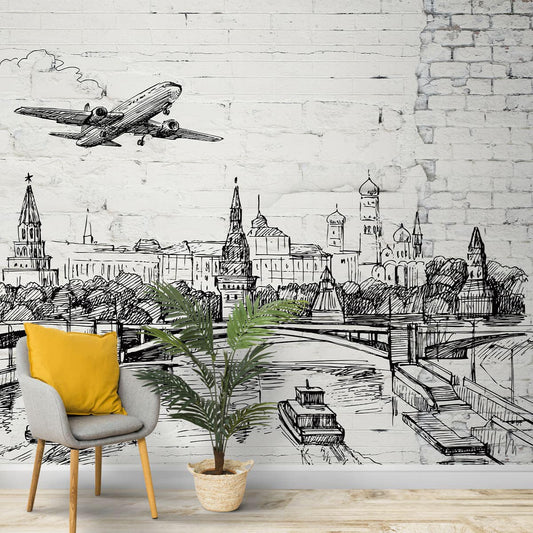 Pen Sketch Wallpaper, City Look Design, Customised