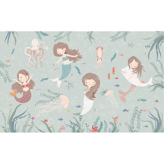 Cute Mermaids Wall Mural for Kids Room