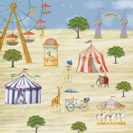 Jungle Carnival, Cute Kids Room Wallpaper, Customised