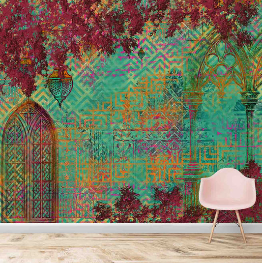 Customised Quirky Abstract Mughal Themed Wallpaper