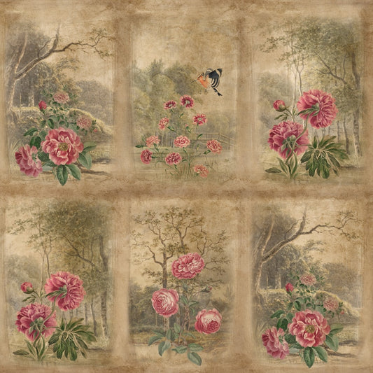 Vatika, Vintage Floral Theme Wallpaper