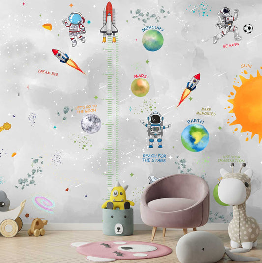 Customized Space Theme Wallpaper Design for Kids Room