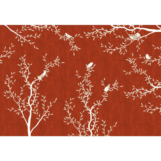 Chinoiserie Design Red & White Wallpaper