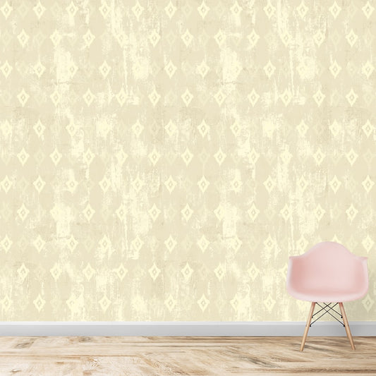 Beige Indian Ikkat Pattern Bedroom Wallpaper