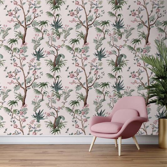 Chinoiserie Floral Wallpaper Design, Customised