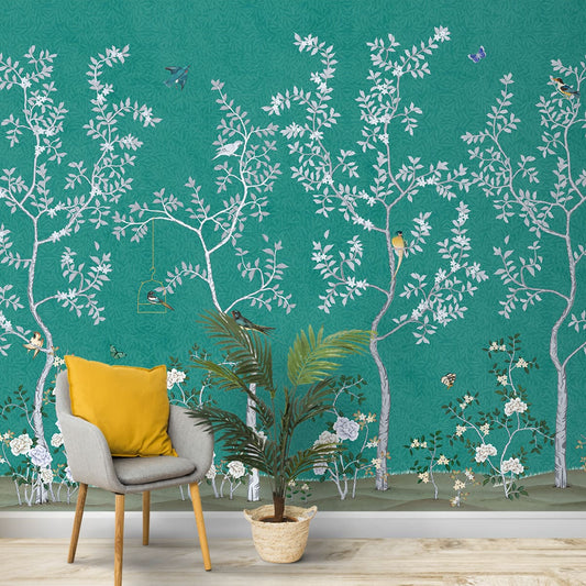 Green Chinoiserie Design Wallpapers for Walls, Customised