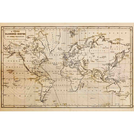 Vintage Look World Map for Walls, Rooms & Offices World Map, Customised