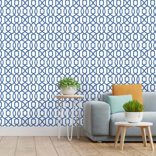 Elegant Blue Geometric Design Wallpaper, Customised for Homes