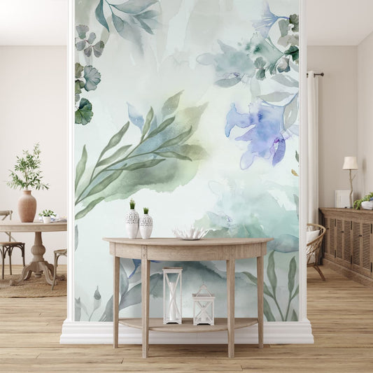 Water Colors Look Floral Wallpaper