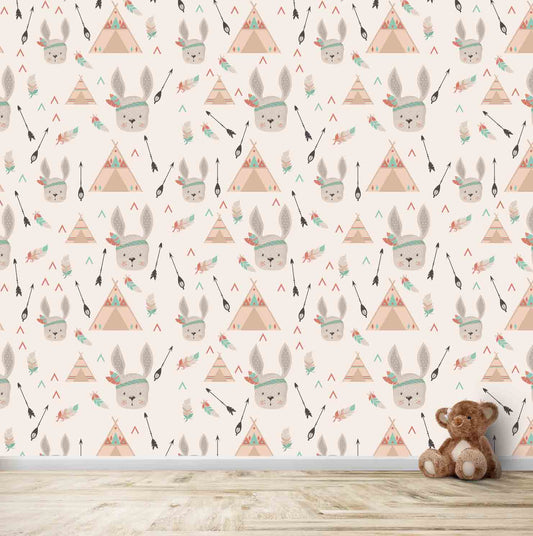 Bunny and Arrow Tribal Theme Repeat Pattern for Kids Room