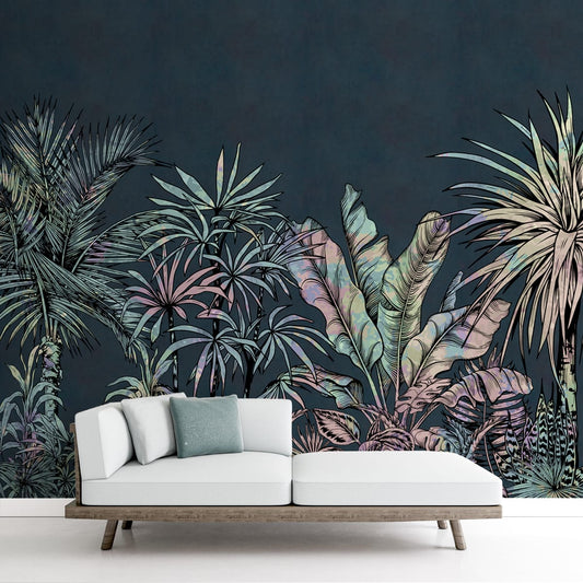 Vintage Tropical Illustration Wallpaper, Customsied