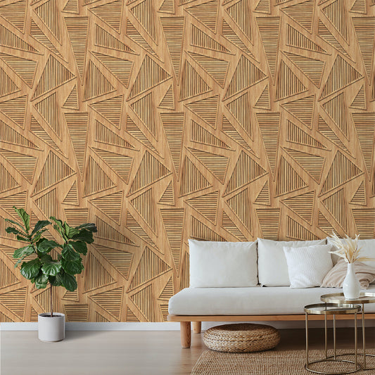 3D Wooden Looks Geometric Panels for Room Walls, Customised