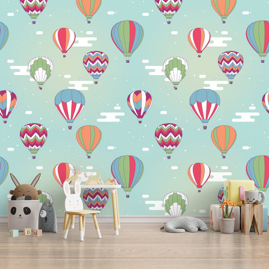 Colorful Parachutes for Kids Bedroom Wallpaper, Customised