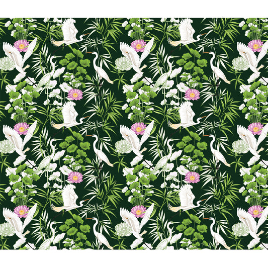 Tropical Seamless Pattern with Flamingo Birds and Flowers.