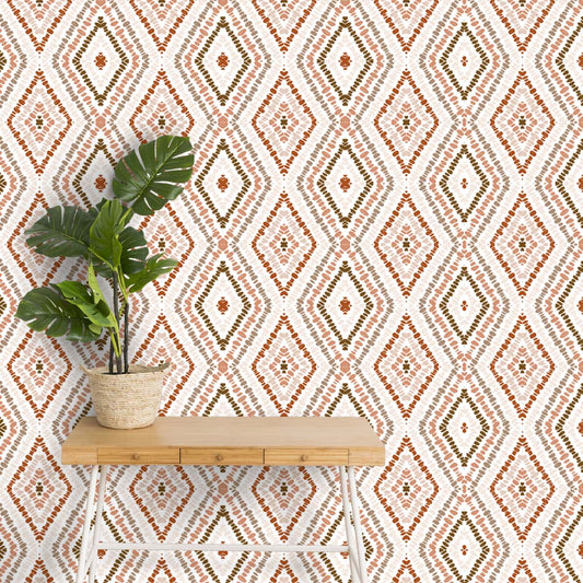 Brown Ikat Wallpaper, Ethnic Indian Prints