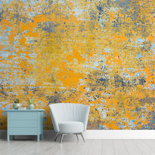 Yellow Abstract Wall Pattern, Distress Look Wallpaper