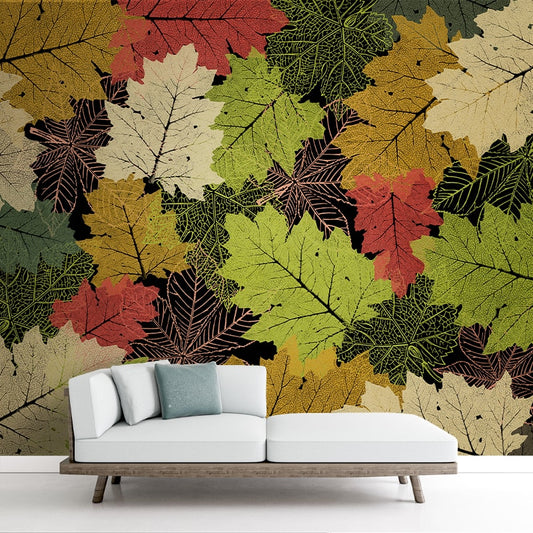 Colorful Big Leaves Wallpaper, Customised