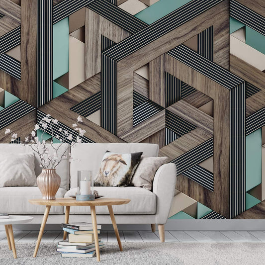 3D Look Geometric Pattern, Brown & Green, Customised