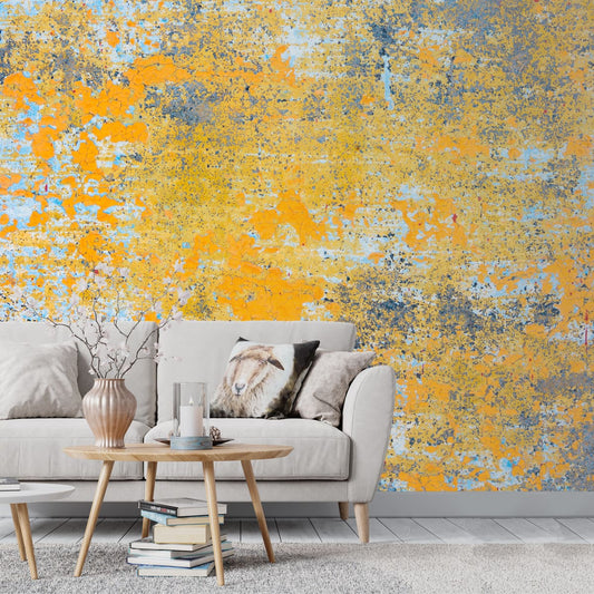 Yellow Abstract Wall Pattern, Distress Look Wallpaper