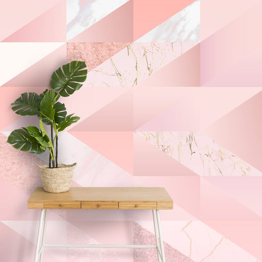 Rose Gold Geometric Pattern Wallpaper with 3D look