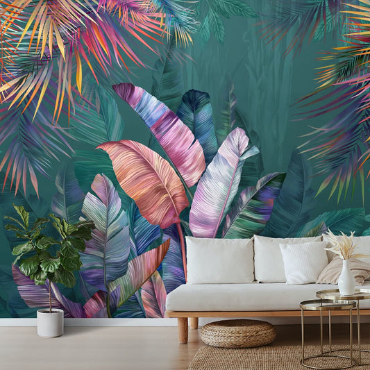 Tropical Leaf Pattern Background Customised Wallpaper