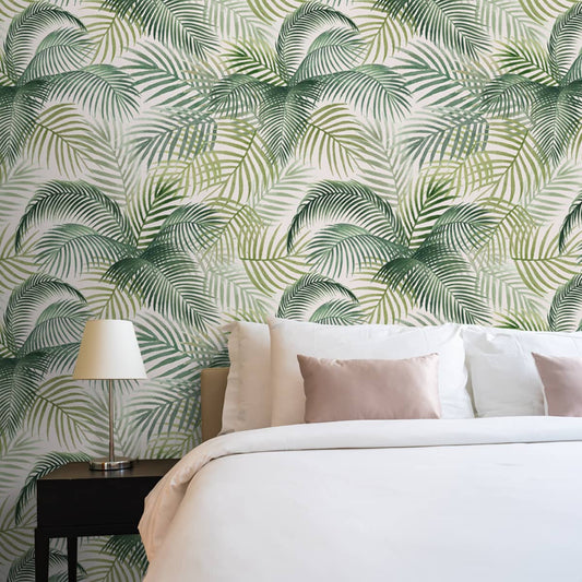 Tropical Green Leaves Wallpaper, Customised