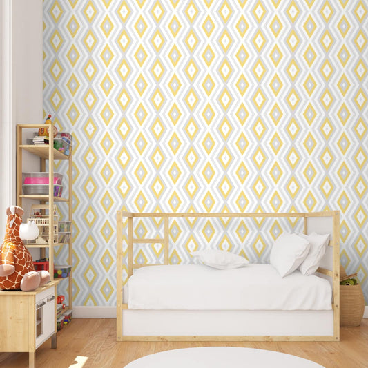 Yellow Geometric Pattern Indian Theme Wallpaper