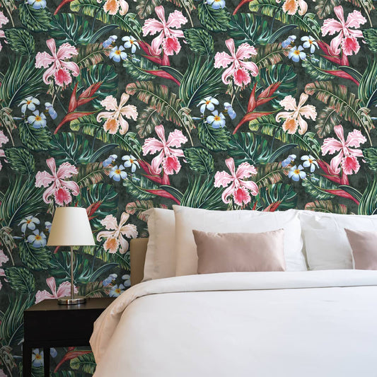 Beautiful Hibiscus Flower With leaves Wallpaper, Customised