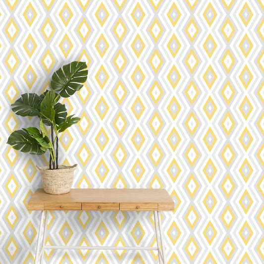 Yellow Geometric Pattern Indian Theme Wallpaper