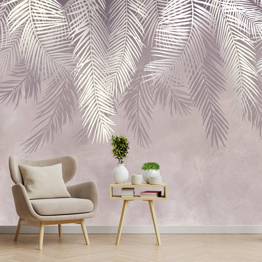 Hanging Tropical Leaves Wallpaper Design