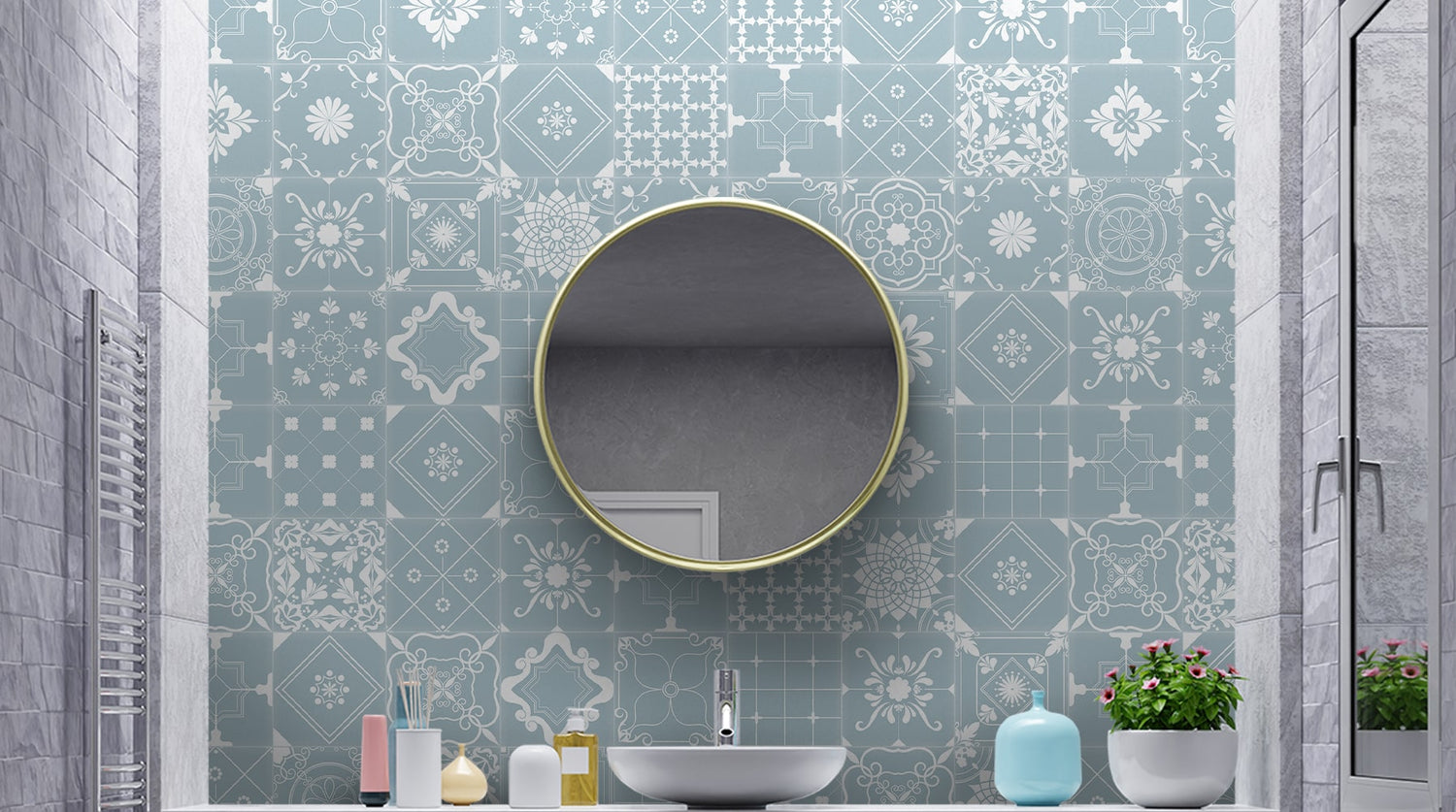 Blue Bathroom Wallpaper by Life n Colors