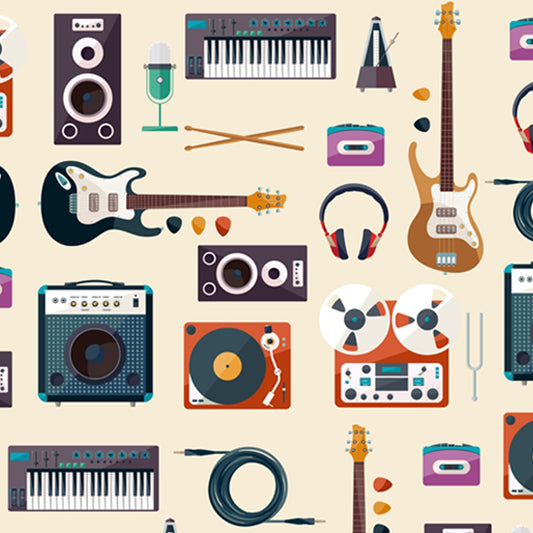 Modern Musical Instruments Wallpaper for Rooms