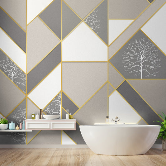 Gold Stripes with Textured Colors Design Wallpaper, Customised 