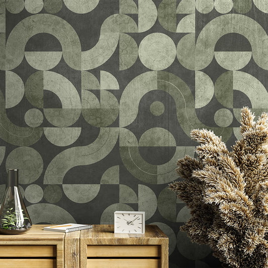 Sutra, Green Abstract Geometric Patten Wallpaper