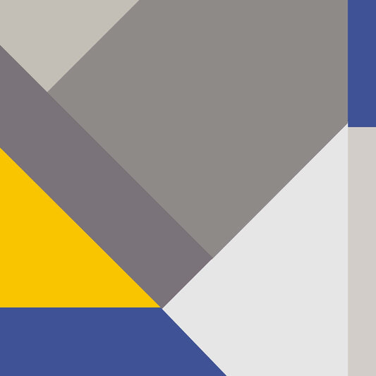 Modern Large Geometric Pattern, Blue Yellow and Grey Wallpaper