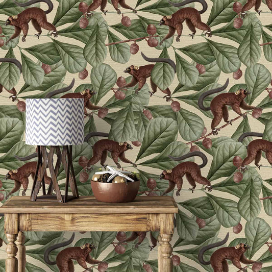 Lemur In Jungle Setting, Customised Wall Wallpaper