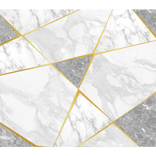 Golden Strips with Natural Marble Wall Wallpaper, Customised