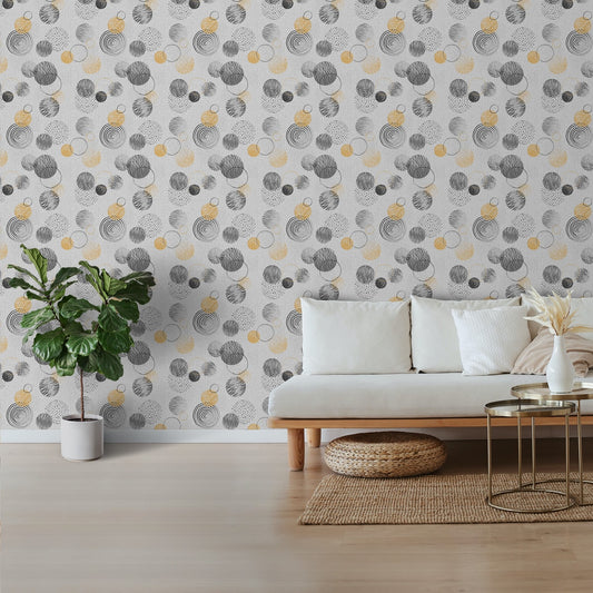 Abstract Circle Design Pattern , Customized Room Wallpaper