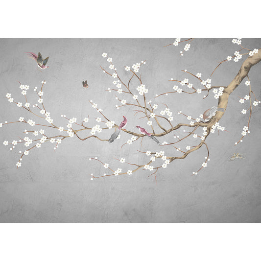 Plum Blossom Chinoiserie Style Wallpaper for Rooms