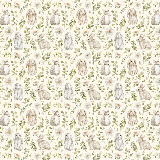 Whimsical Rabbit Retreat Wallpaper for Rooms, Cream