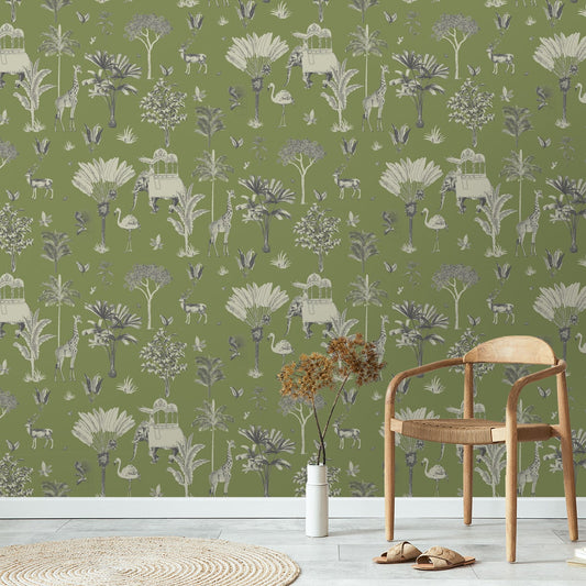 Itihaas, Indian Theme Room Wallpaper, Green