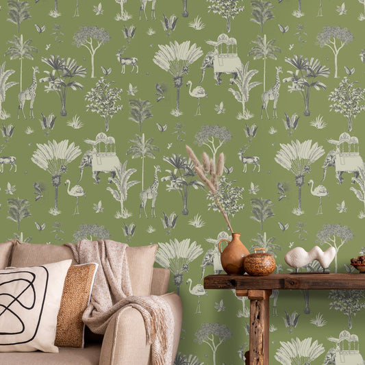 Itihaas, Indian Theme Room Wallpaper, Green