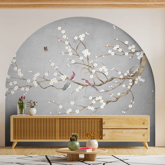 Plum Blossom Chinoiserie Style Wallpaper for Rooms